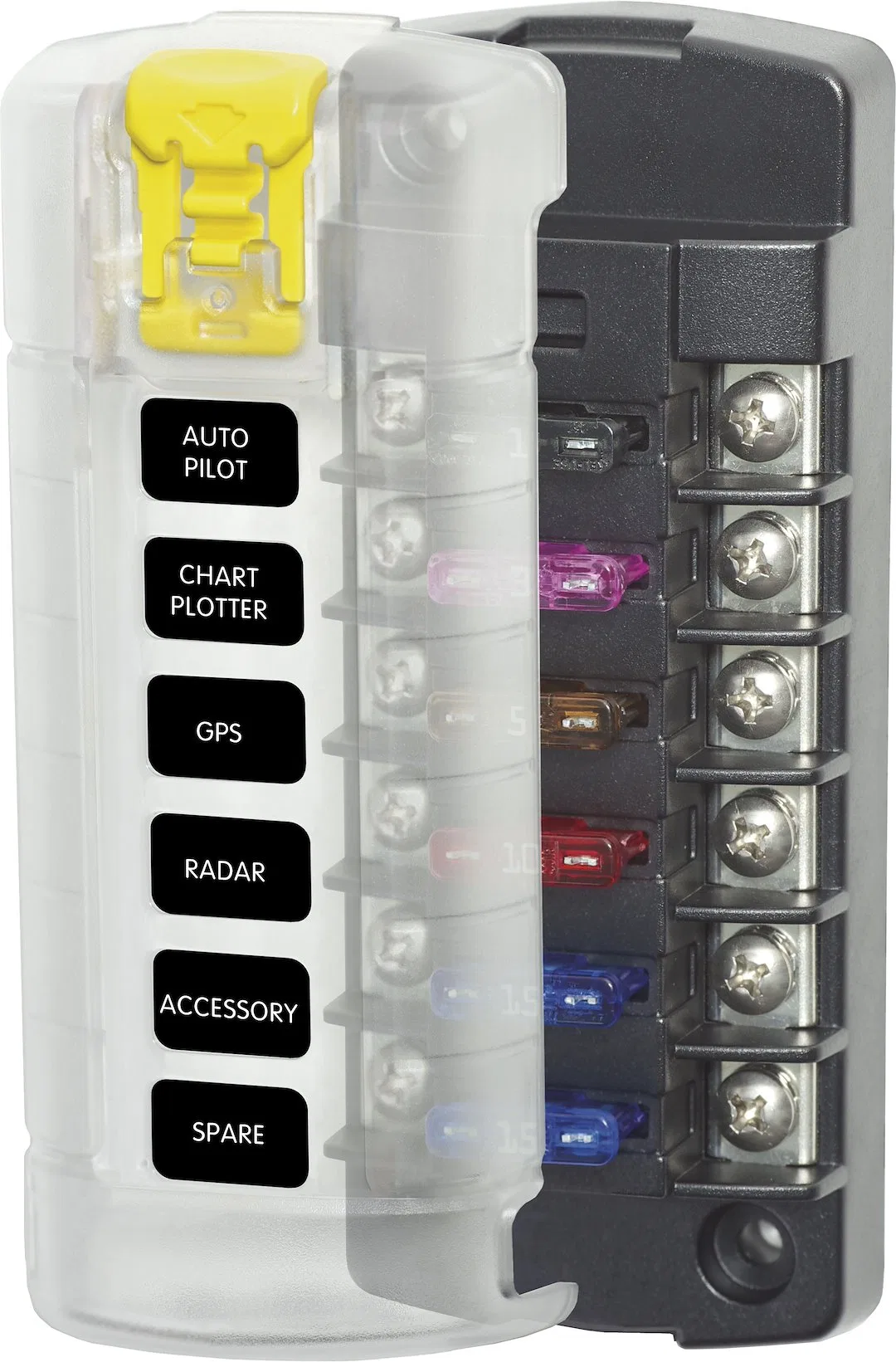 5035-BSS – BLUE SEA Fuse Block, 32 Volt DC 30 Amp Per Circuit/ 40 Amp Per Jumped Circuit Group Uses ATO/ ATC Blade St...